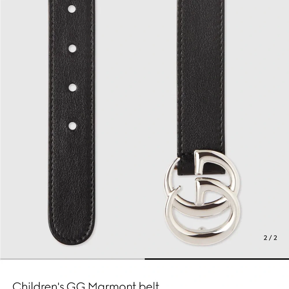 Gucci Children’s Black Leather Belt – Silver GG Logo (Size L)